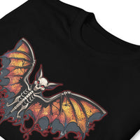 Vampire Bat Skeleton design on unisex T-shirt, detail view