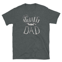 White Goth Dad Bat design on unisex T-shirt, front view