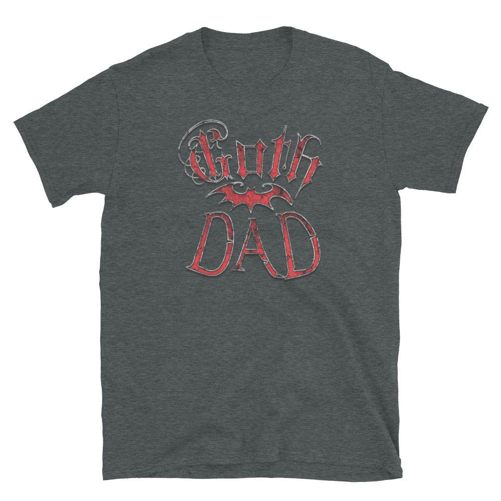 Red Goth Dad with Bat Father's Day Gift Men’s Short Sleeve Shirt