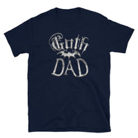 White Goth Dad Bat design on unisex T-shirt, front view