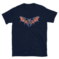 Whimsical Bat Skeleton design on unisex T-shirt, front view
