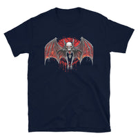 Blood Moon Vampire Bat design on unisex T-shirt, front view