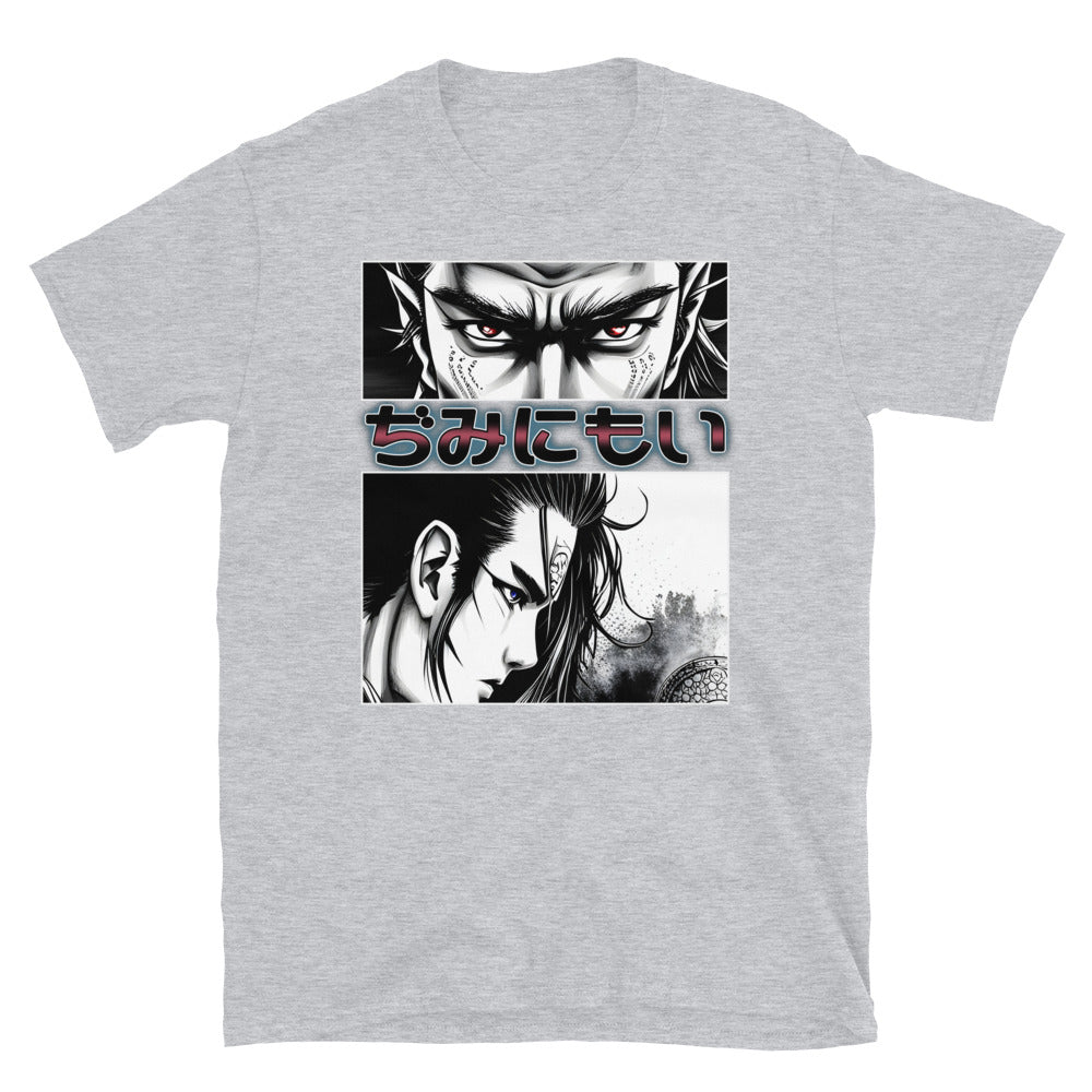 Anime Eyes Japanese Letters Samurai Manga Design Short-Sleeve T-Shirt