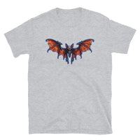 Whimsical Bat Skeleton design on unisex T-shirt, front view
