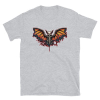 Vampire Bat Skeleton design on unisex T-shirt, front view