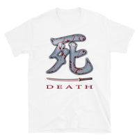 Death Kanji Bloody Sword design on unisex T-shirt, front view