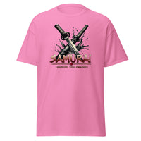 Splash Katana Swords Samurai Warrior design on unisex T-shirt, front view