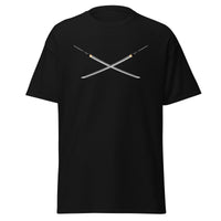 Dual Samurai Swords design on unisex T-shirt, front view