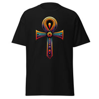 Key of Life Ankh Egyptian Hieroglyphic Symbol design on unisex T-shirt, front view