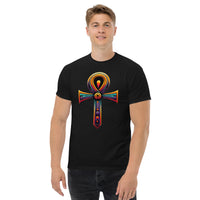 Key of Life Ankh Egyptian Hieroglyphic Symbol design on unisex T-shirt, front view
