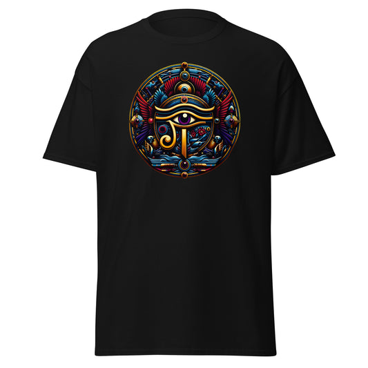 Eye of Ra Egyptian Symbol design on unisex T-shirt, front view