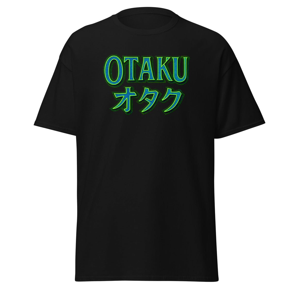 Otaku オタク design on unisex T-shirt, front view