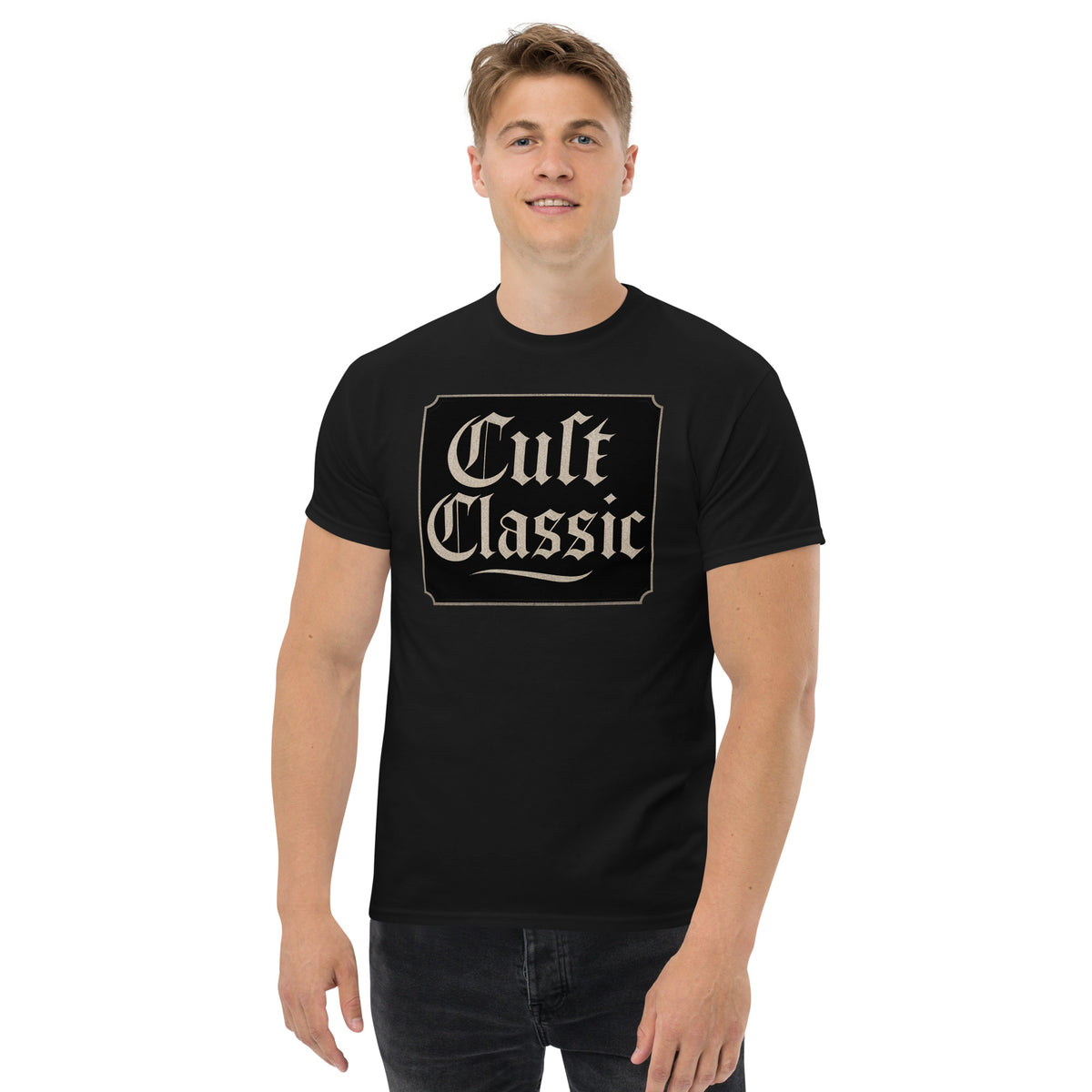 Cult Classic design on unisex T-shirt, front view