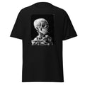 Skeleton Smoking design on unisex T-shirt, front view