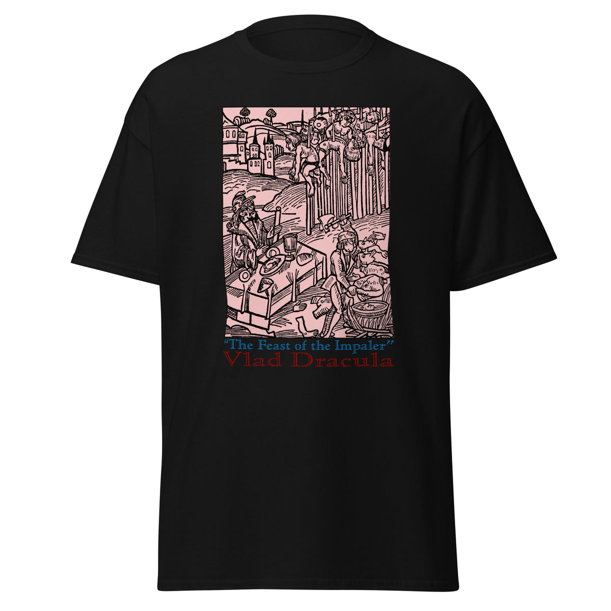 Feast of the Impaler design on unisex T-shirt, front view