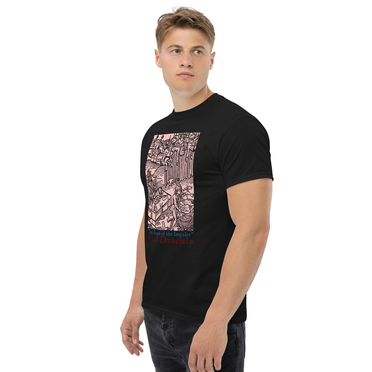 Feast of the Impaler design on unisex T-shirt, left-front view
