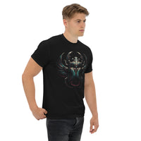 Ancient Scarab Beetle Egyptian Goth design on unisex T-shirt, right-front view