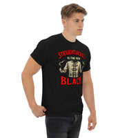 Straightjacket Is the New Black design on unisex T-shirt, right-front view