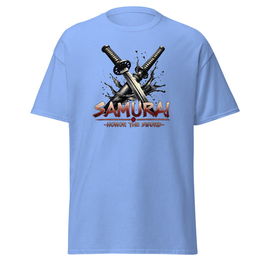 Splash Katana Swords Samurai Warrior design on unisex T-shirt, front view