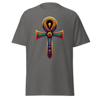 Key of Life Ankh Egyptian Hieroglyphic Symbol design on unisex T-shirt, front view