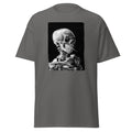 Skeleton Smoking design on unisex T-shirt, front view