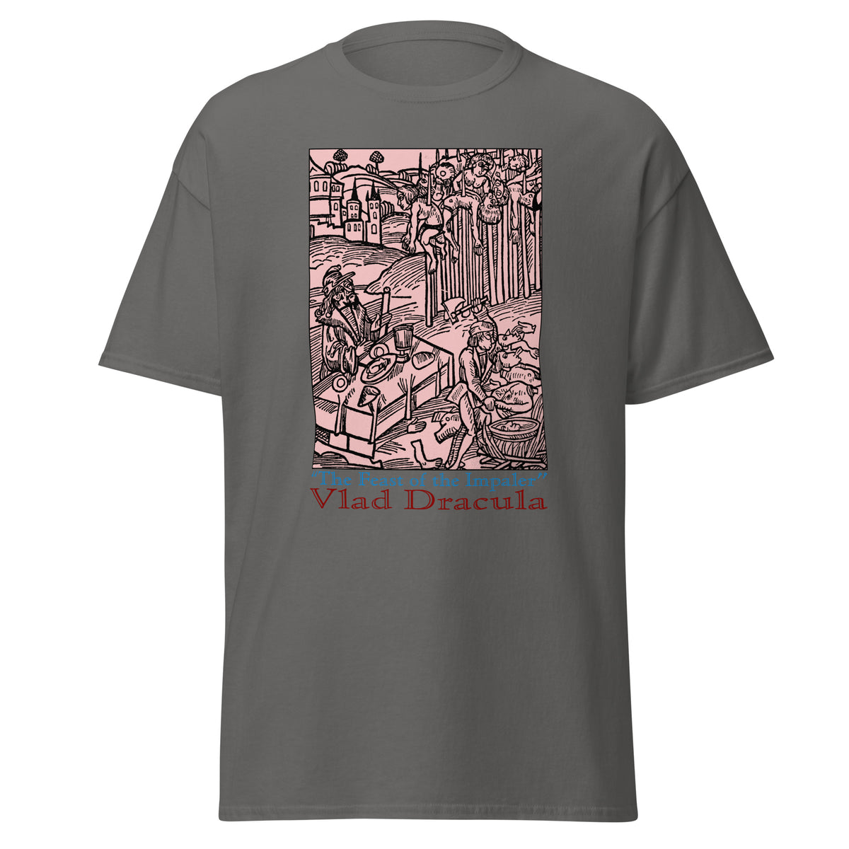 Feast of the Impaler design on unisex T-shirt, front view