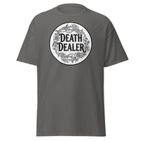 Death Dealer Roses Skeleton Hands design on unisex T-shirt, front view