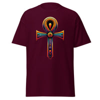 Key of Life Ankh Egyptian Hieroglyphic Symbol design on unisex T-shirt, front view
