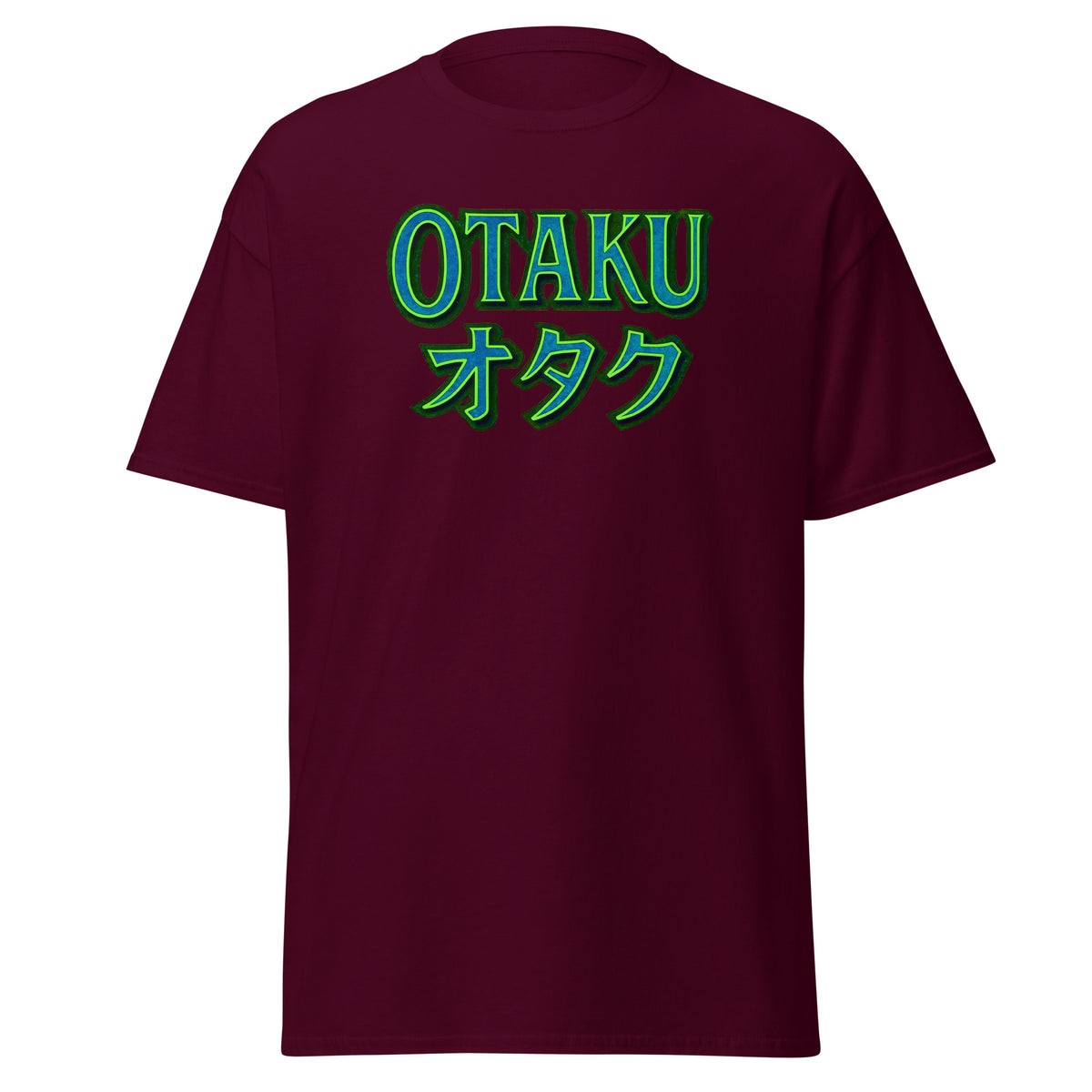 Otaku オタク design on unisex T-shirt, front view