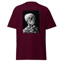 Skeleton Smoking design on unisex T-shirt, front view