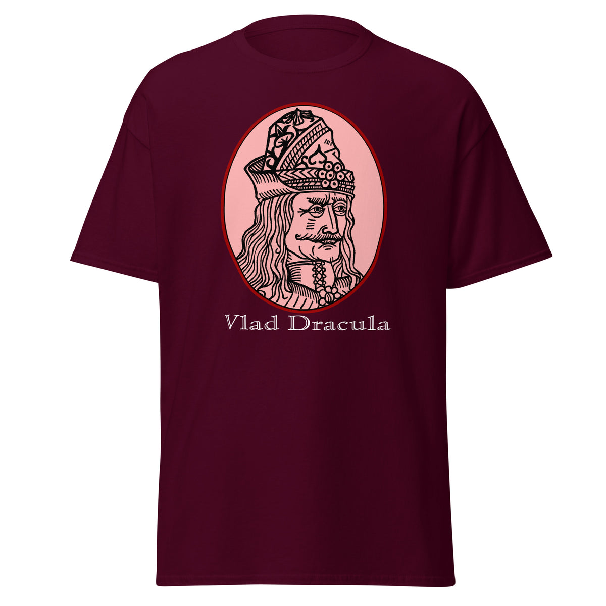 Vlad the Impaler design on unisex T-shirt, front view