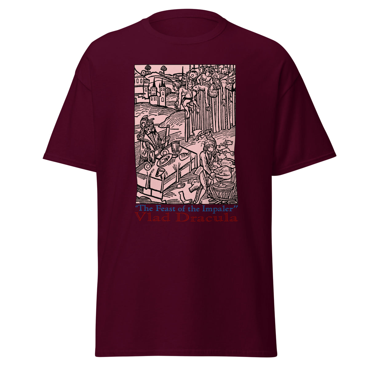 Feast of the Impaler design on unisex T-shirt, front view