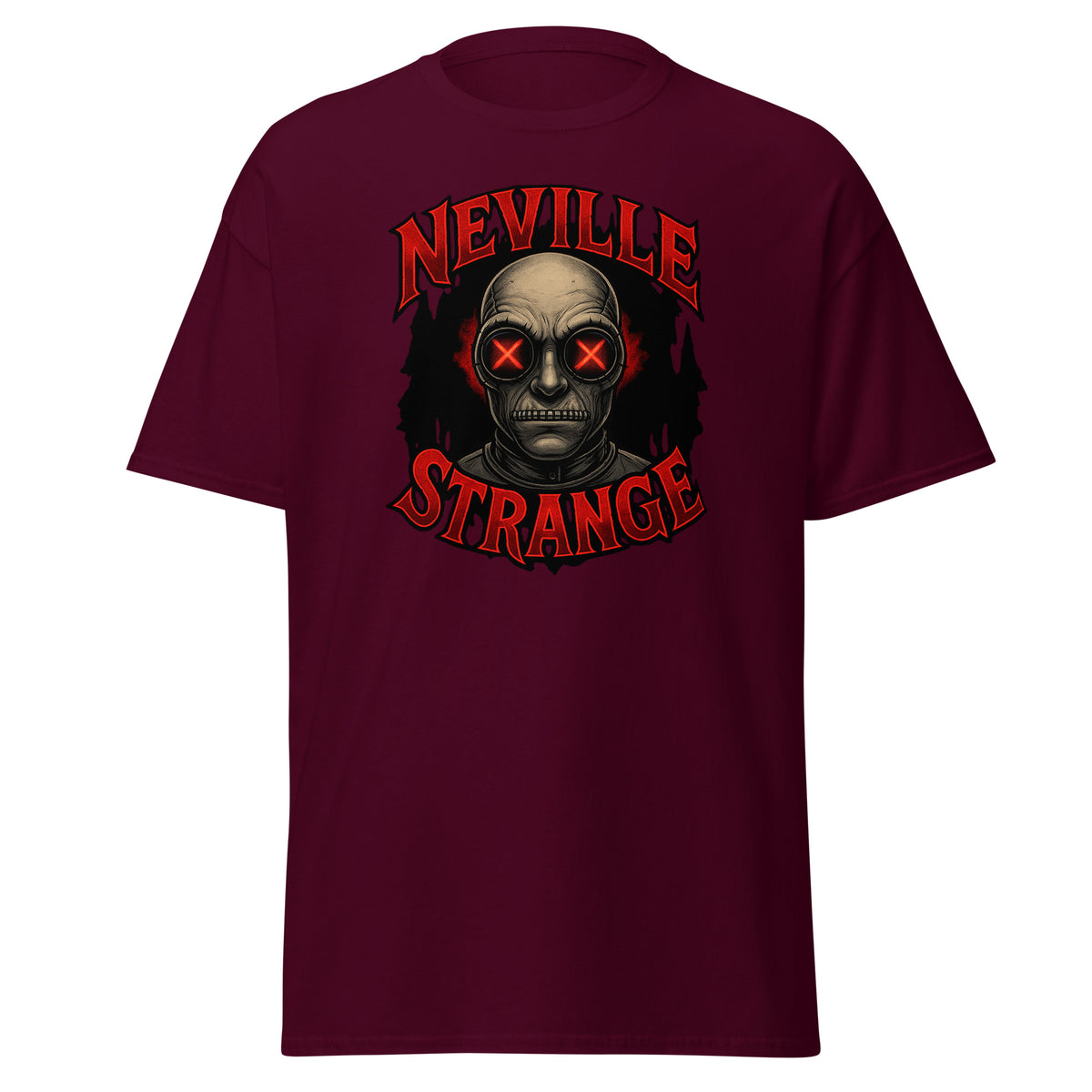 Neville Strange Future Corpses design on unisex T-shirt, front view