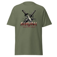 Splash Katana Swords Samurai Warrior design on unisex T-shirt, front view