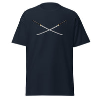 Dual Samurai Swords design on unisex T-shirt, front view