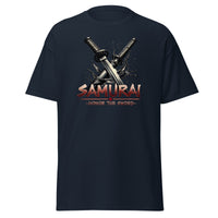 Splash Katana Swords Samurai Warrior design on unisex T-shirt, front view