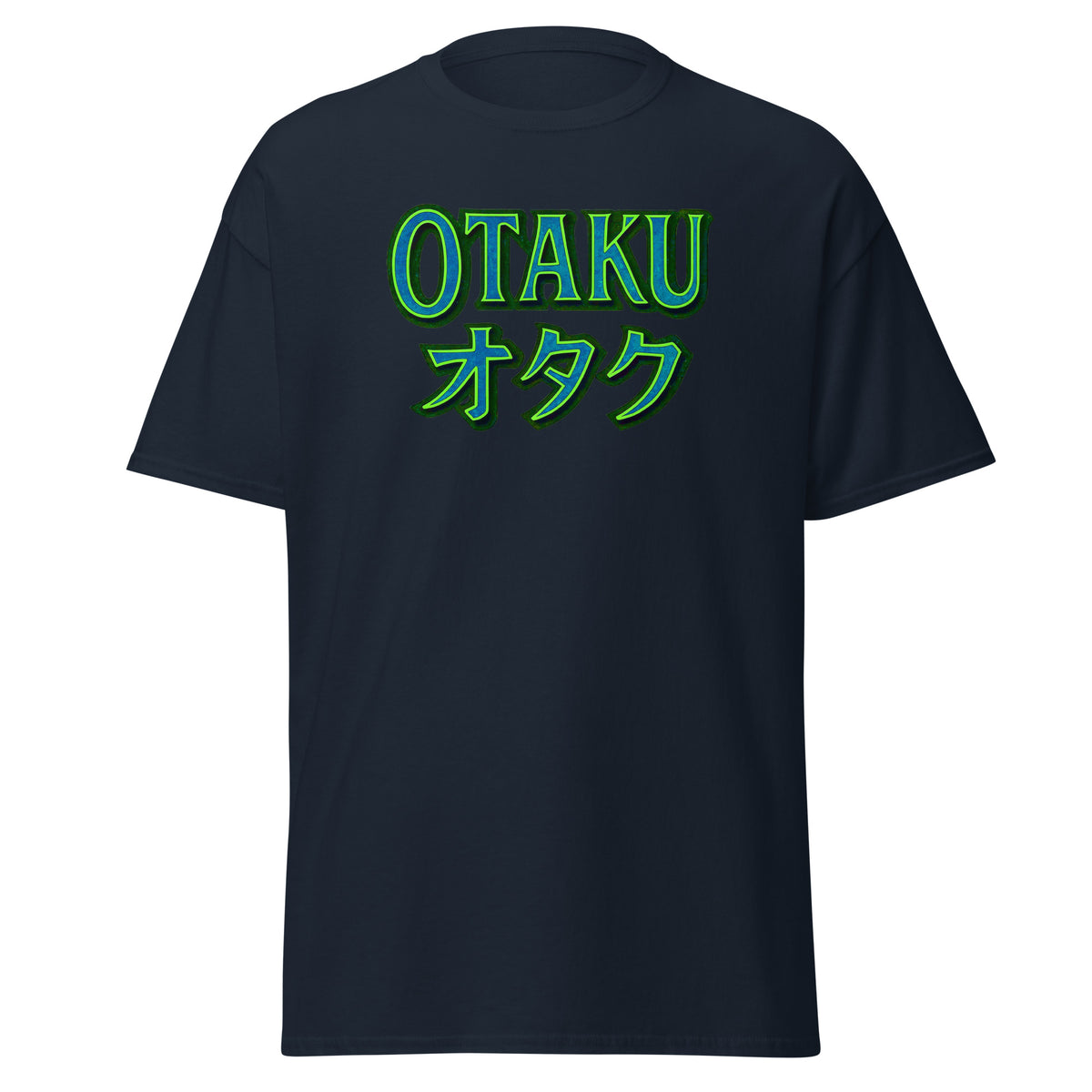 Otaku オタク design on unisex T-shirt, front view