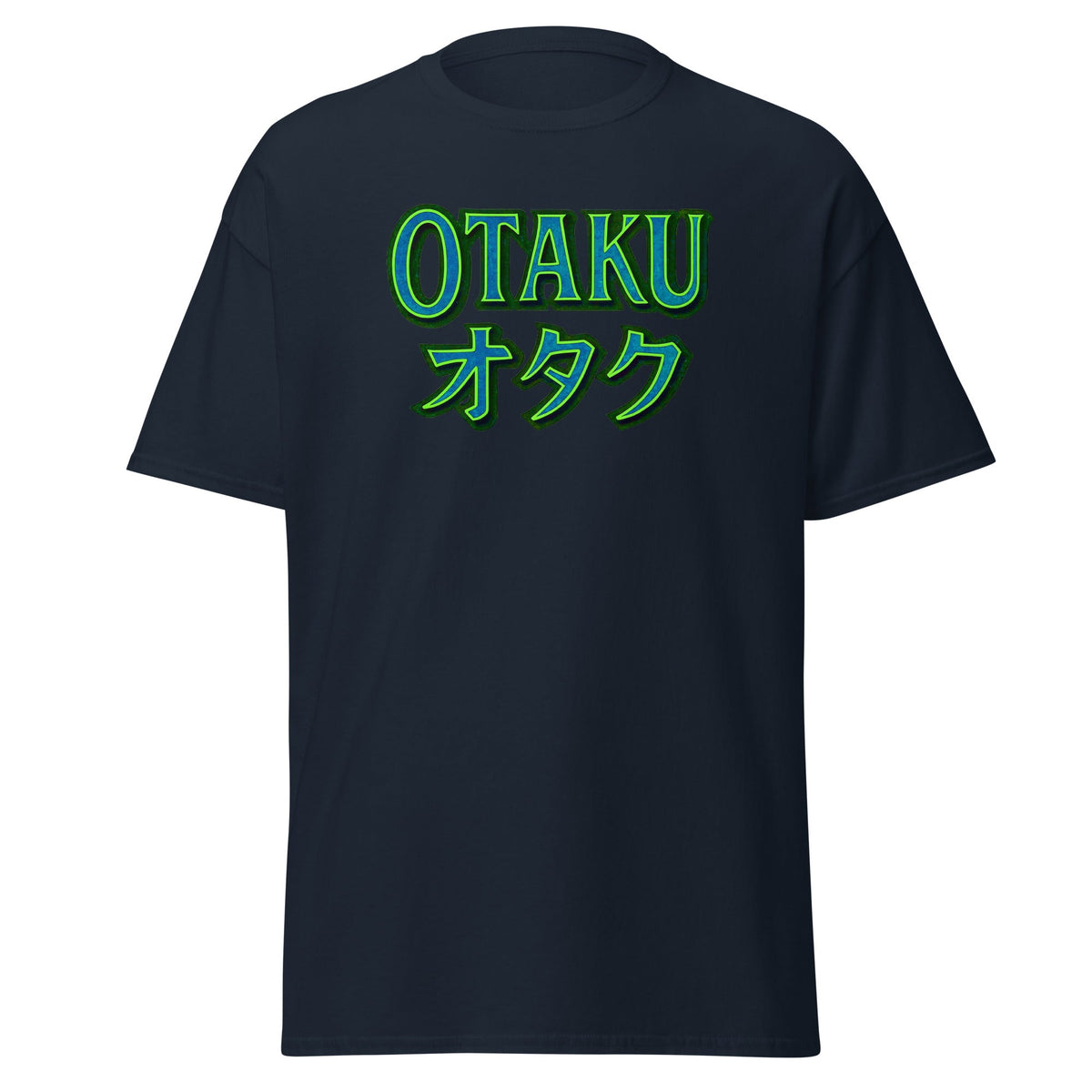 Otaku オタク design on unisex T-shirt, front view