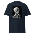 Skeleton Smoking design on unisex T-shirt, front view