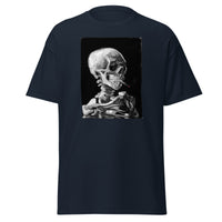 Skeleton Smoking design on unisex T-shirt, front view