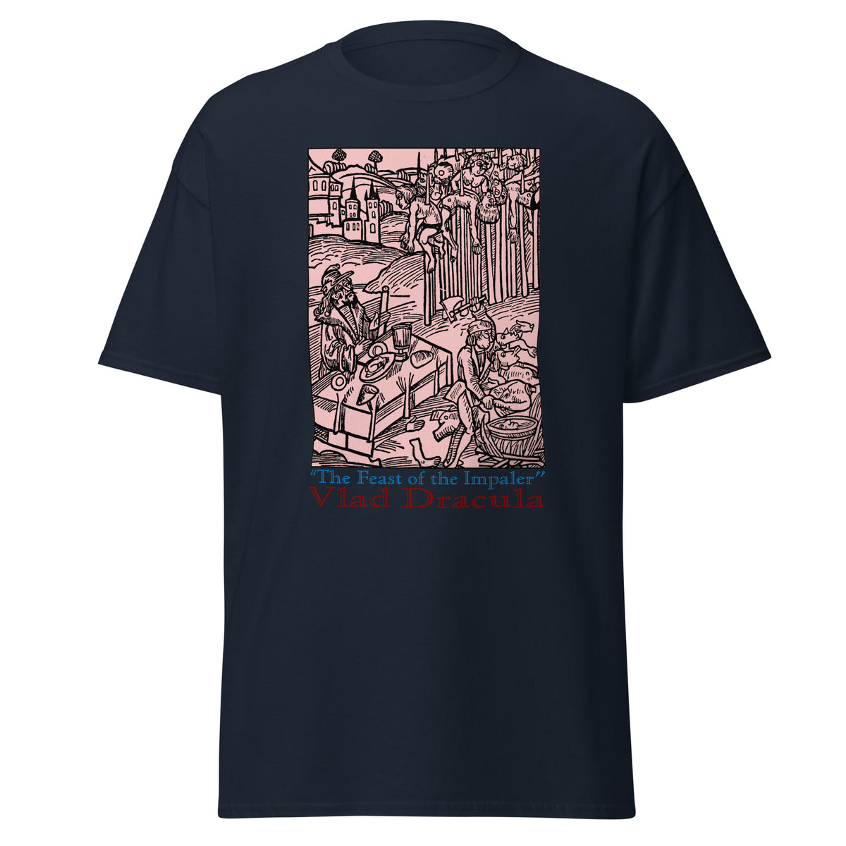 Feast of the Impaler design on unisex T-shirt, front view