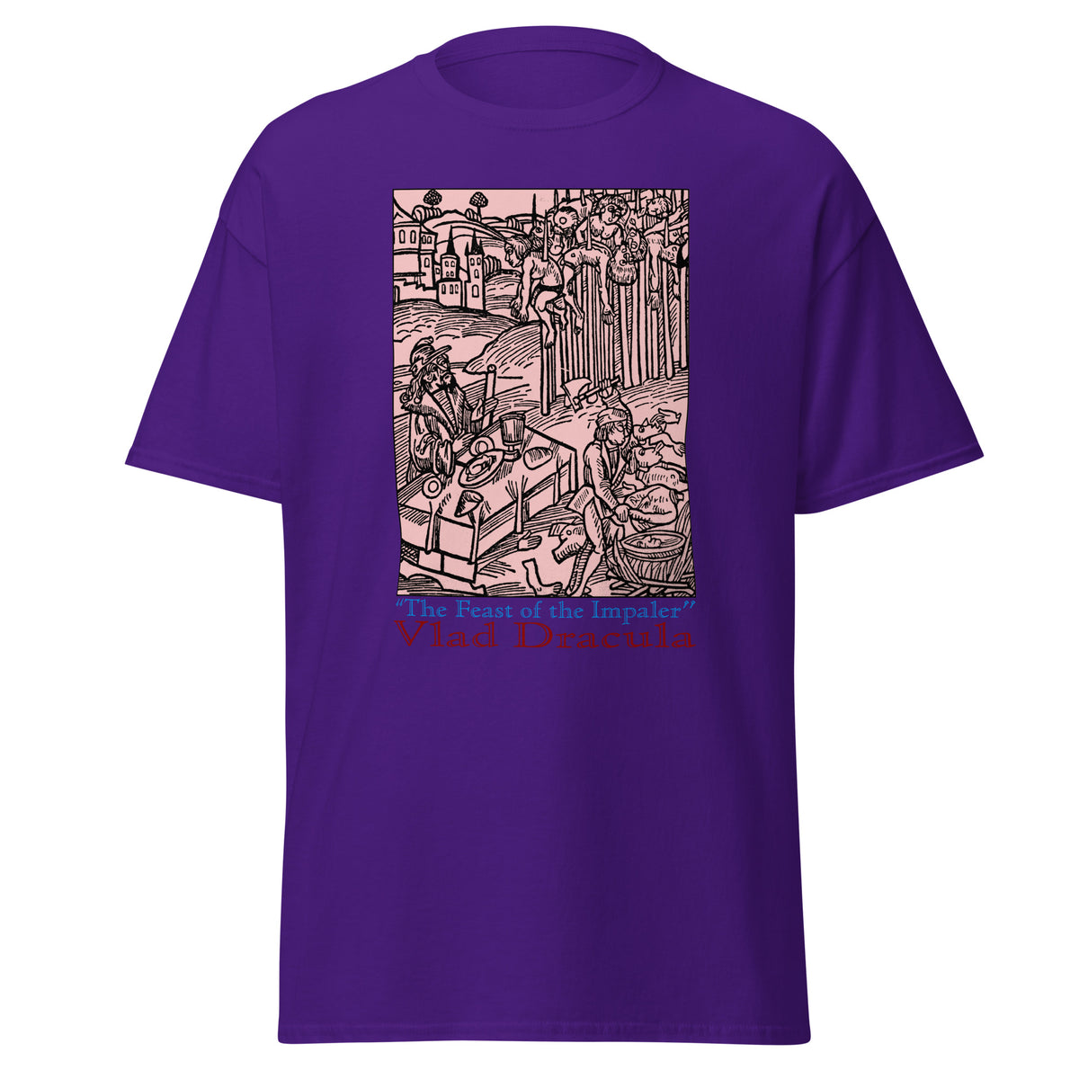 Feast of the Impaler design on unisex T-shirt, front view