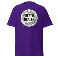 Death Dealer Roses Skeleton Hands design on unisex T-shirt, front view