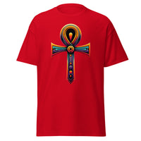 Key of Life Ankh Egyptian Hieroglyphic Symbol design on unisex T-shirt, front view