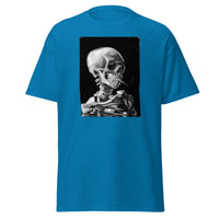 Skeleton Smoking design on unisex T-shirt, front view