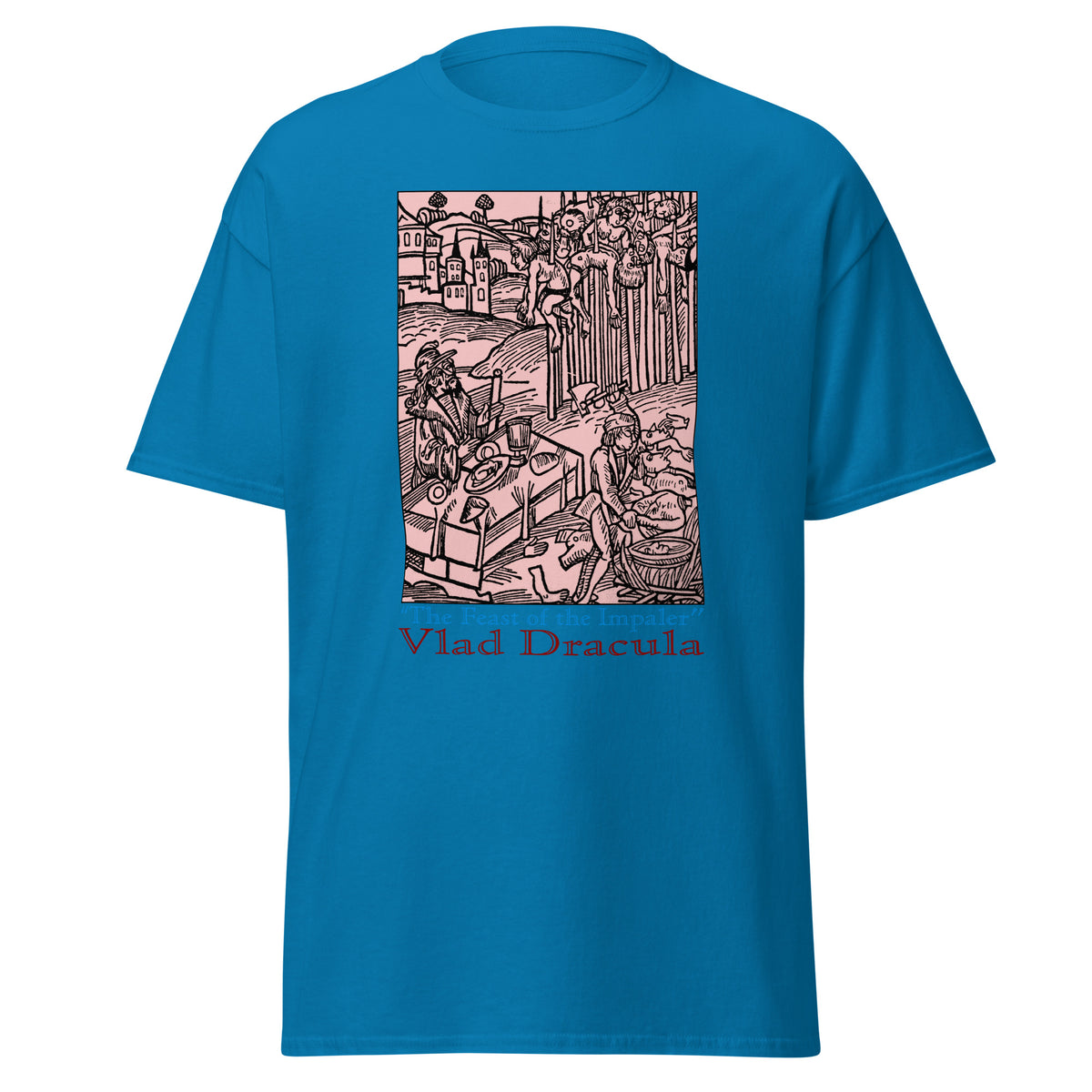Feast of the Impaler design on unisex T-shirt, front view