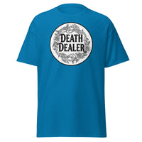 Death Dealer Roses Skeleton Hands design on unisex T-shirt, front view