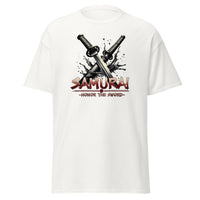 Splash Katana Swords Samurai Warrior design on unisex T-shirt, front view