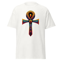 Key of Life Ankh Egyptian Hieroglyphic Symbol design on unisex T-shirt, front view