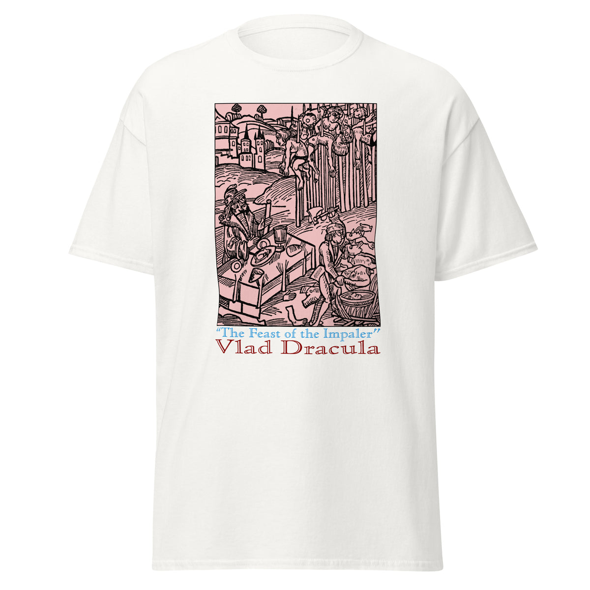 Feast of the Impaler design on unisex T-shirt, front view